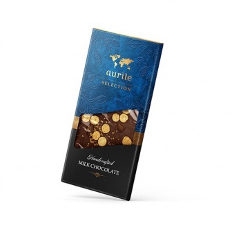 Chocolate de Leite com Amêndoas e Biscoito Amaretti (100g) - Aurile Selection
