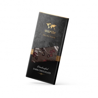 Chocolate Negro Crocante com Fusão de Cereja e Groselha (100g) - Aurile Selection