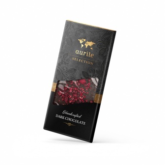 Chocolate Negro Crocante com Framboesa (100g) - Aurile Selection